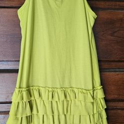 Carter's, Size 6, Neon Green, Spaghetti Strap Dress, With Ruffled Bottom