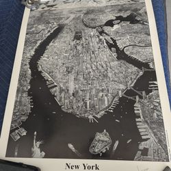 New York Skyline Print, Gorgeous Drawing By Artist  Krikki