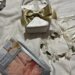 Flower Girl Set (crown, Basket, Fake Petals)