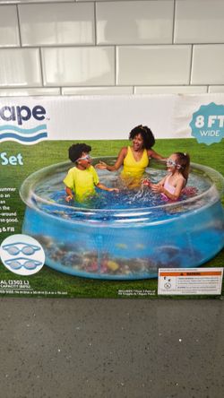 Bluescape 8 ft Transparent 3D Above Ground Pool with Goggles, Round, Ages 6+