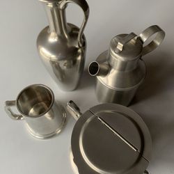 Antique Pewter Sugar Bowl, Stein, Pitcher and Vase