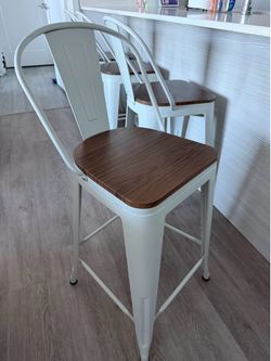 Counter Stools — White/Wood (Set of 4)
