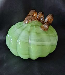 Green blown glass pumpkin
