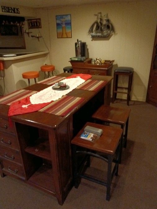 Table And Stools, Dry Bar And Corner Cabinet