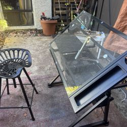 Adjustable Height Drafting Desk – Glass Top Art & Design Table