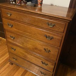 Antique Tall Dresser Tallboy Wooden Thomasville Solid Cherry