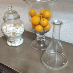 3 Glass Containers Decorative 