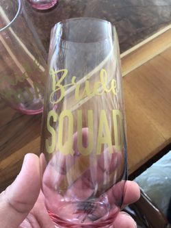 4 Bride Squad cups Blush color with gold