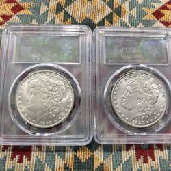 All 2 Morgan silver dollars (1883CC, 1890CC)