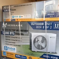 HESSAIRE DIY 22 SEER2 12,000 BTU Wi-Fi 1-Ton Ductless Mini Split Air Conditioner and Heat Pump Variable Speed Inverter-115-Volt