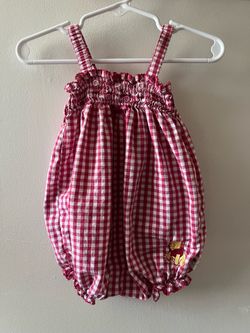 Vintage Disney Winnie the Pooh red and white gingham cotton romper