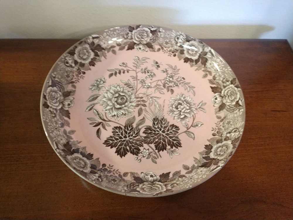 Vintage Estate Spode Archive Collection "Jasmine" Pink Bone China Oval Serving Bowl!! 11 3/4" W!!