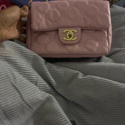 Authentic Chanel Pink Quilted Crossbody Bag