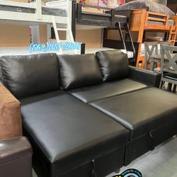 Black Convertible Couch Sofa With Storage 