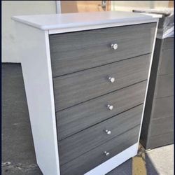 Brand New White&Grey 5 Drawer Dresser