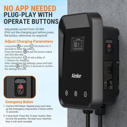 Level 2 Electric Vehicle (EV) Charger(WiFi APP/Plug-Play), 48A, 25ft C