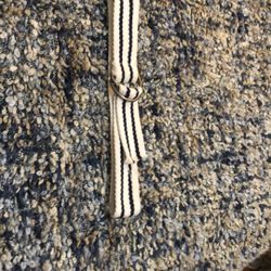 Striped White Belt With Dark Navy Blue Strips