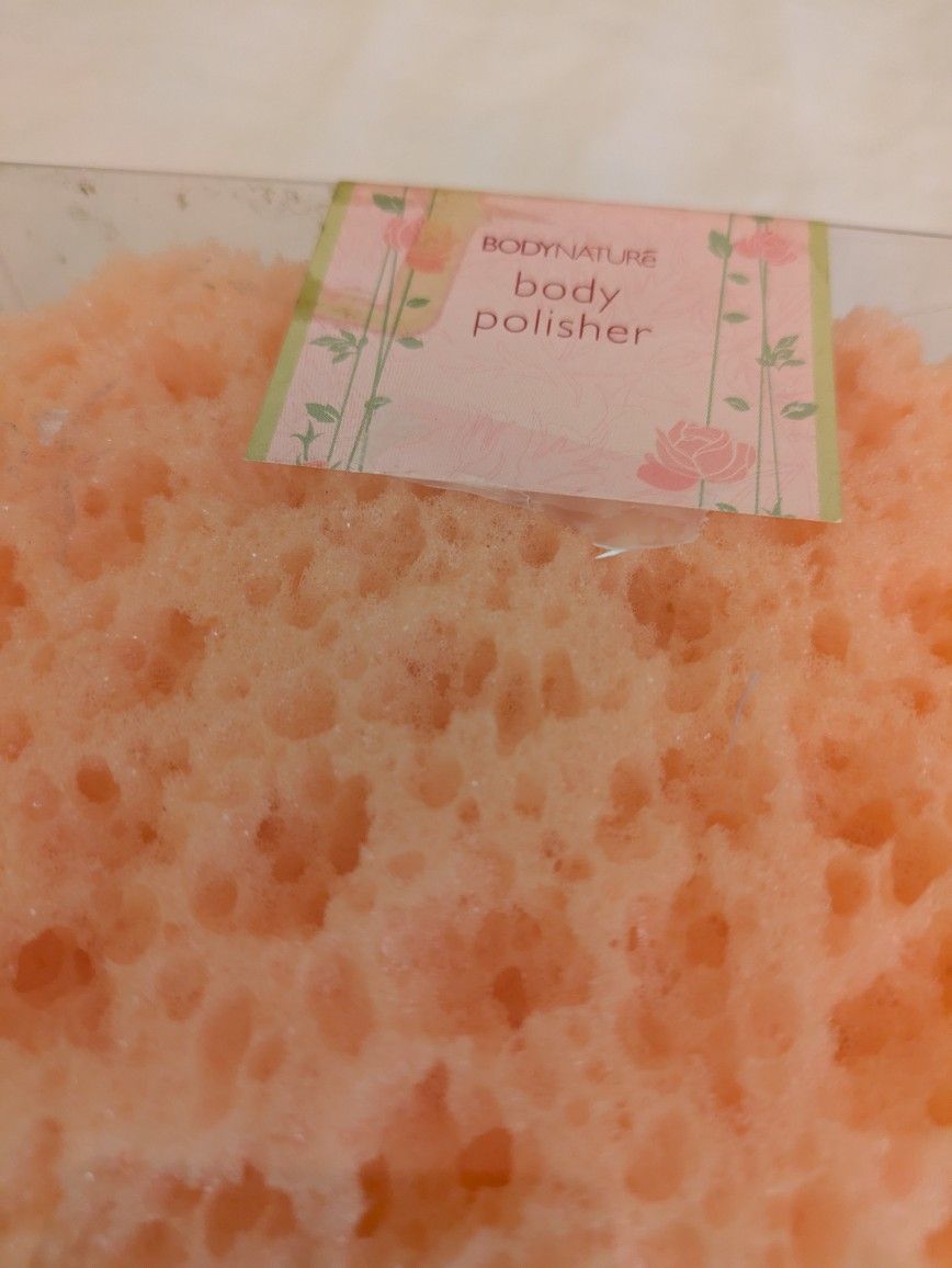 One New Boxed Body Polisher/Sponge In Peach 6"