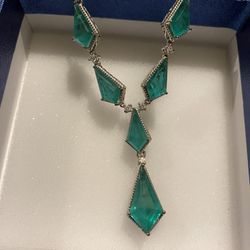 Emeraldine Quartz and White Zircon Necklace - new!!