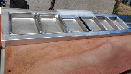 Pizza or subway type prep bar stainless steel 3 door refridurated prep bench 13'