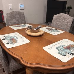 Dining Table With Extension Leaf + 5 Upholstered Chairs (Ashley’s Style)