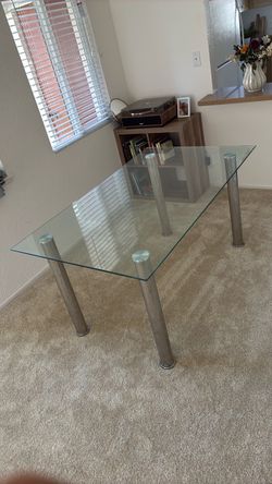 Glass Top Dining Table with Chrome Legs