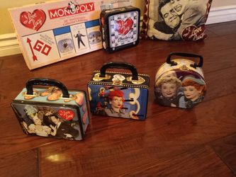 I Love Lucy Collection / vintage / Tin Pales / Ceramic Salt & Pepper / Checkers / Monopoly / Games