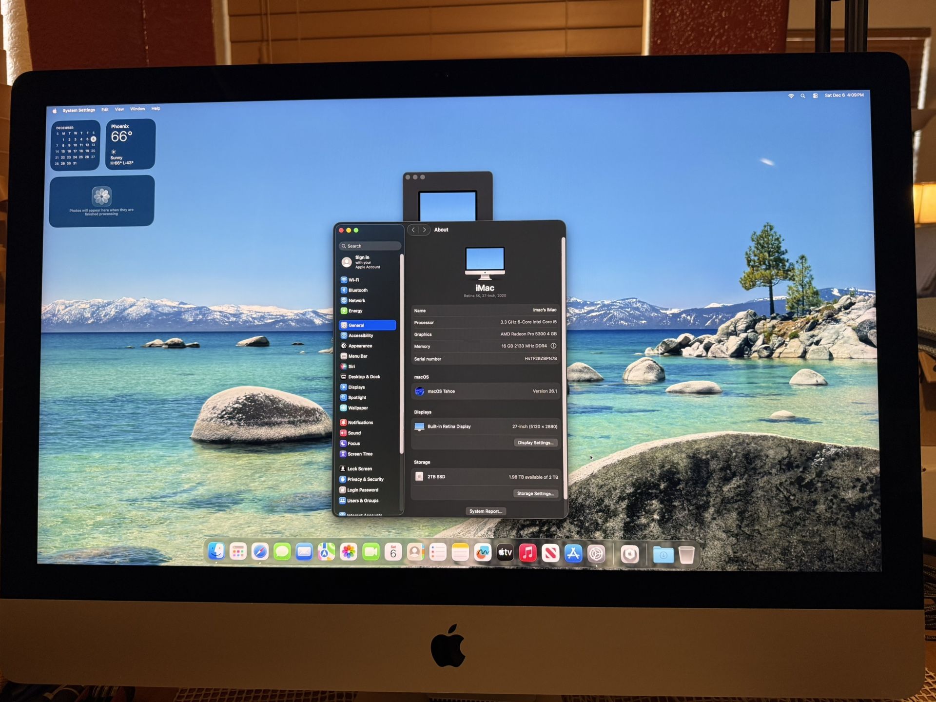 2020 27” Apple iMac 5k 3.3 6core I5, 16gb Memory, 4gb Gpu, 2tb Ssd