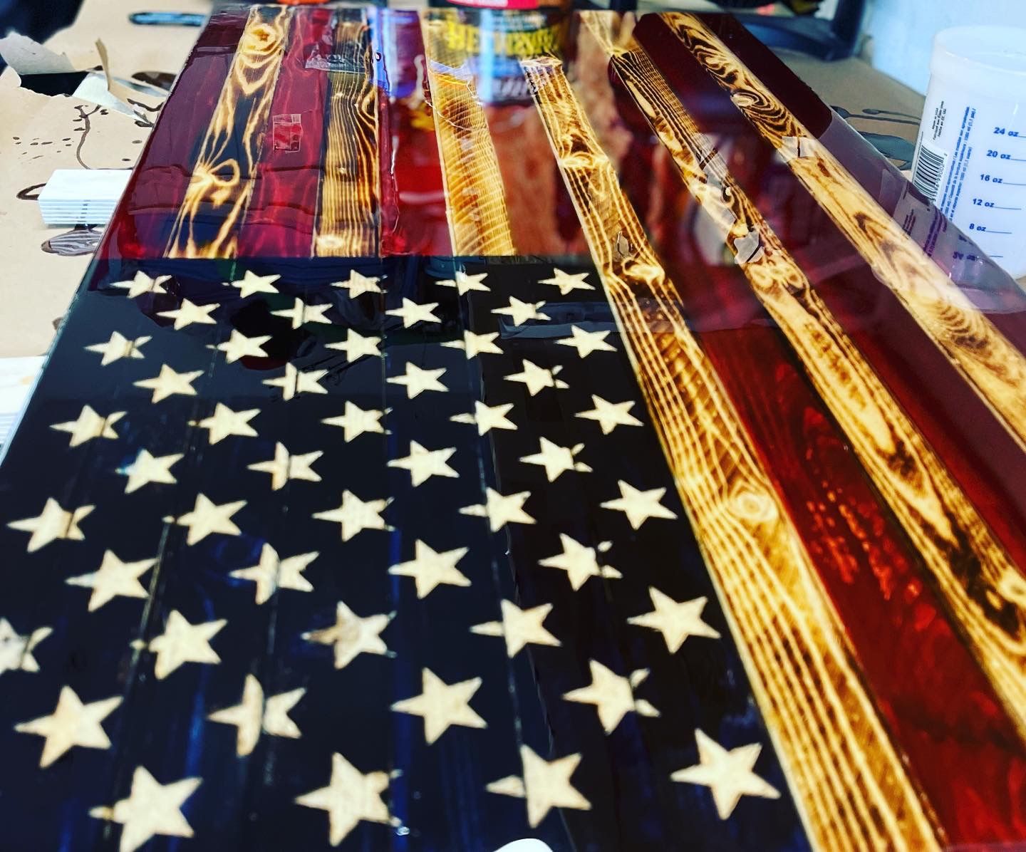 Wooden American Flag W/ Epoxy