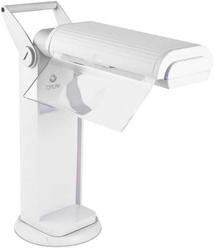 OttLite 13 Watt Magnifier Task Lamp with 2X Magnification and Swivel Base, White