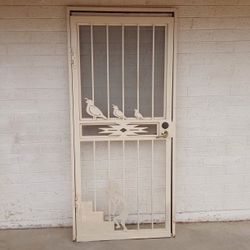 Metal Security Door with Frame / Cocopelli & Quail - $75