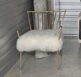 TOV Lena Genuine White Sheepskin Gold Accent Chair – TOV-A66 $500