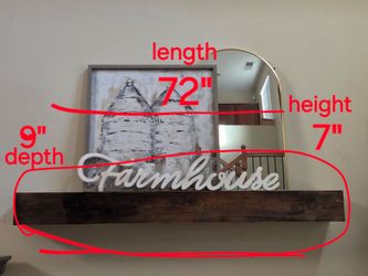 Extra Large floating wood shelf 72"x9x7