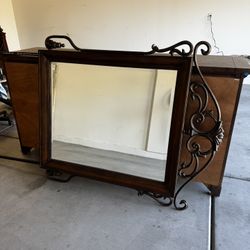 Solid Wood Dresser, Mirror & Bed Frame