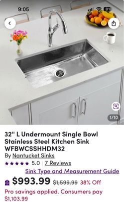 Sink- Stainless Steel Hand Hammered