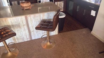 Brown Tufted Leather Set of 2