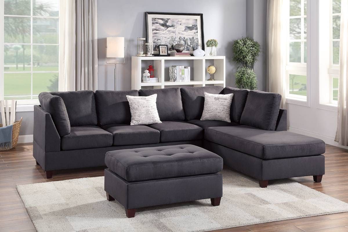 Ebony Sectional With Ottoman