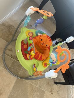 Bran New Fisher-Price Baby Bouncer Tiger Time Jumperoo Musical Activity Center with Lights Sounds & Developmental Toys
