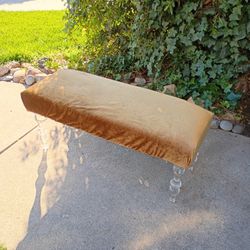 Bench - Ottoman -End of the Bed Velvet Upholstered with Sturdy Acrylic Legs for Stability, Works as a Vanity Bench 