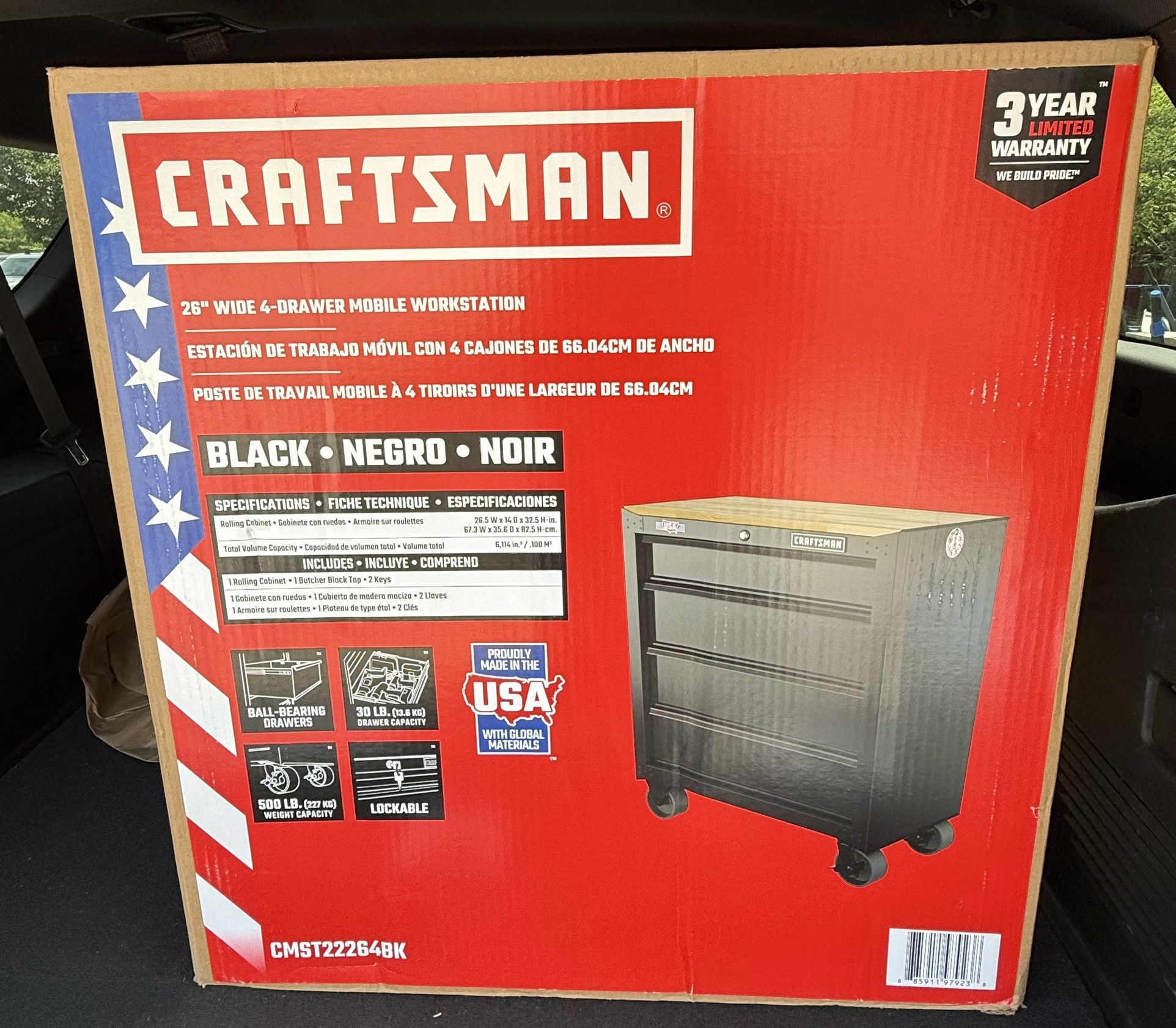 CRAFTSMAN 1000 Series 26.2-in L x 32.5-in H 4 -Drawers Rolling Black Wood Work Bench