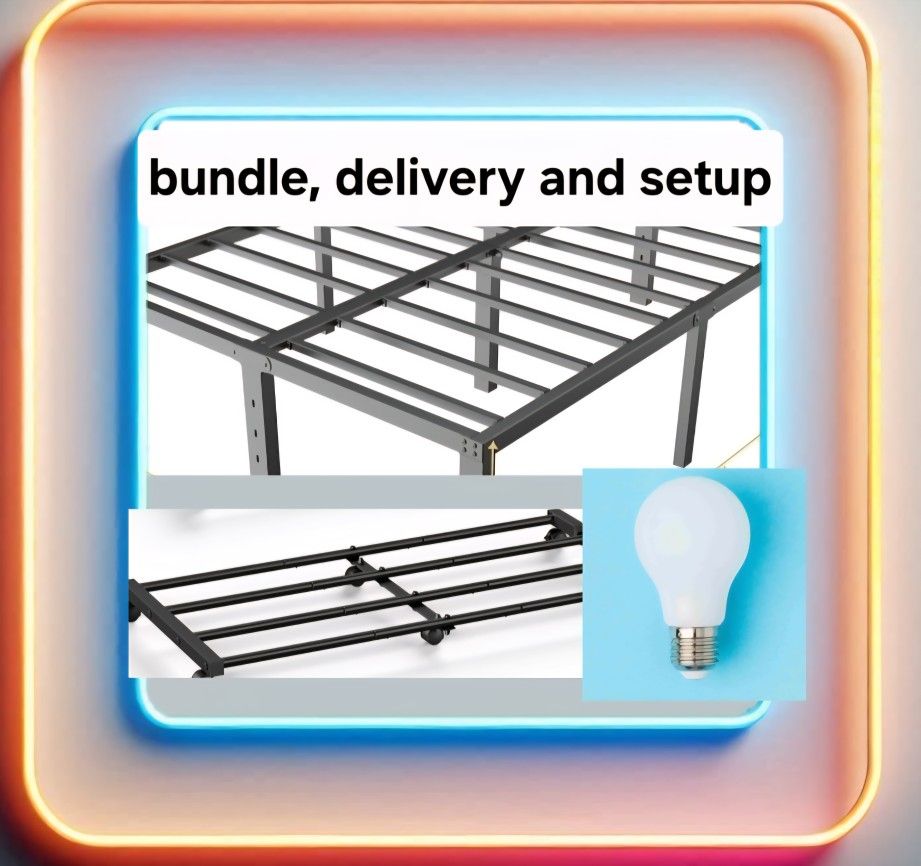 Bedroom Bundle - Free Delivery And Setup - 18" Queen Frame, 4 Underbed Storage And A Kasa 800 Lumen Multi Color Smart Bulb