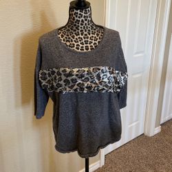 Womens Sweatshirt With Bling Leopard Sequins, Size L, $5