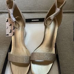 Gold Sparkly  Wedge Heels