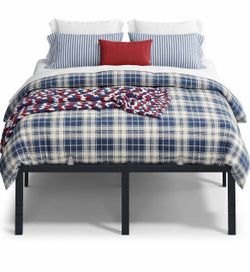 Full Metal Bed Frame, 18 Inches Tall, 1100 lb Weight Capacity Heavy-Duty Platform Bed, No Box Spring Needed, Under-Bed Storage, Mattress Retainers, Ea
