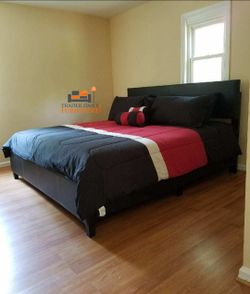 Brand New King Size Black Leather Platform Bed Frame (New In Box)