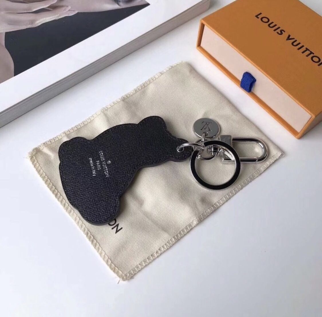 Louis Vuitton Name Badge Holder Monogram Titanium Shiba Inu Dog