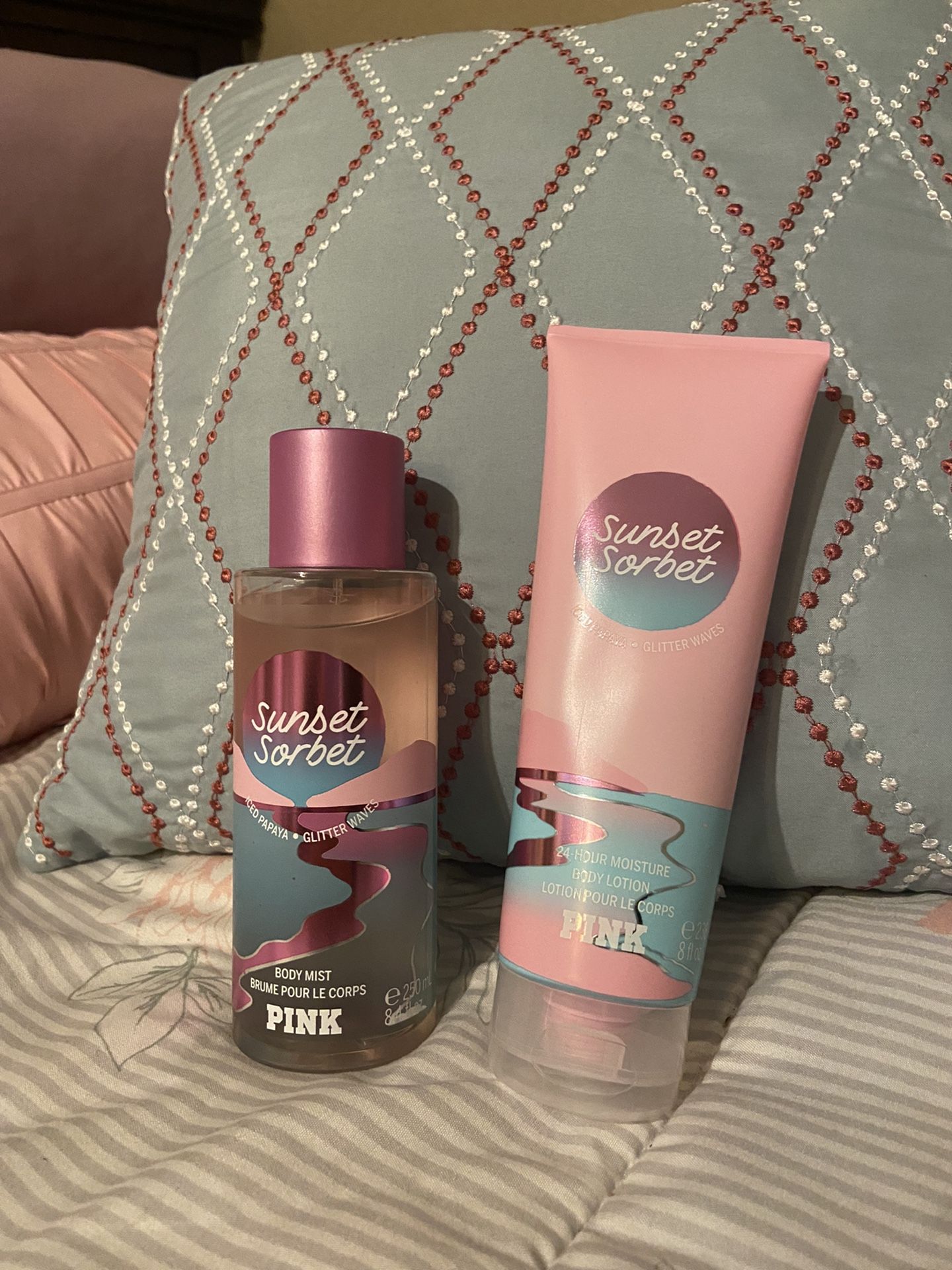 PINK Sunset sorbet mist and lotion Set $15
