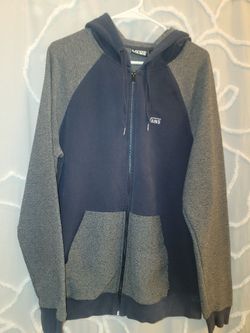 Vans Men's Full Zip Fleece Jacket Navy Blue Gray Colorblock Hoodie