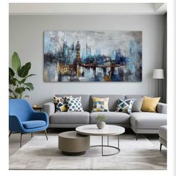 Abstract City View Canvas Art Modern