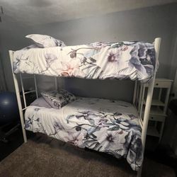Twin Bunk Beds, Nightstands & Desk
